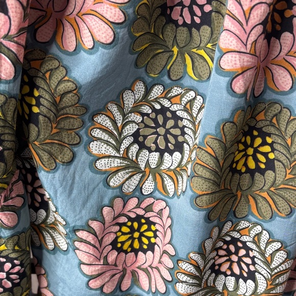 🌸 LOFT Floral V-Neck Blouse Women's Small Blue Pink Green Boho Wide Sleeve 🌸 - Picture 10 of 17